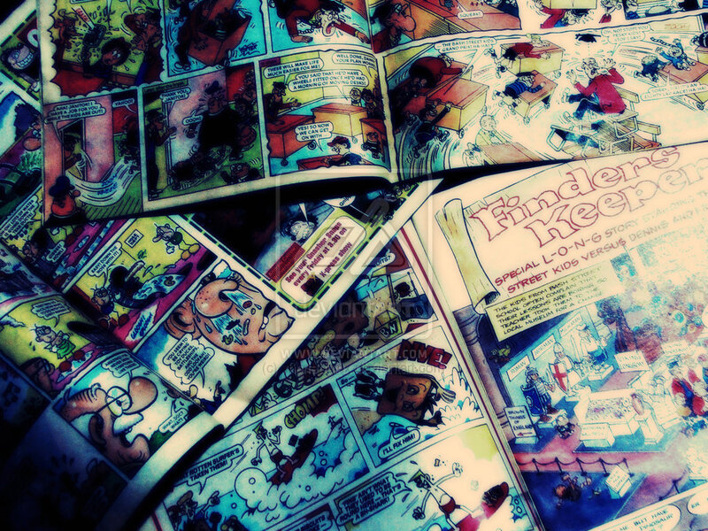 Comics spread on a table