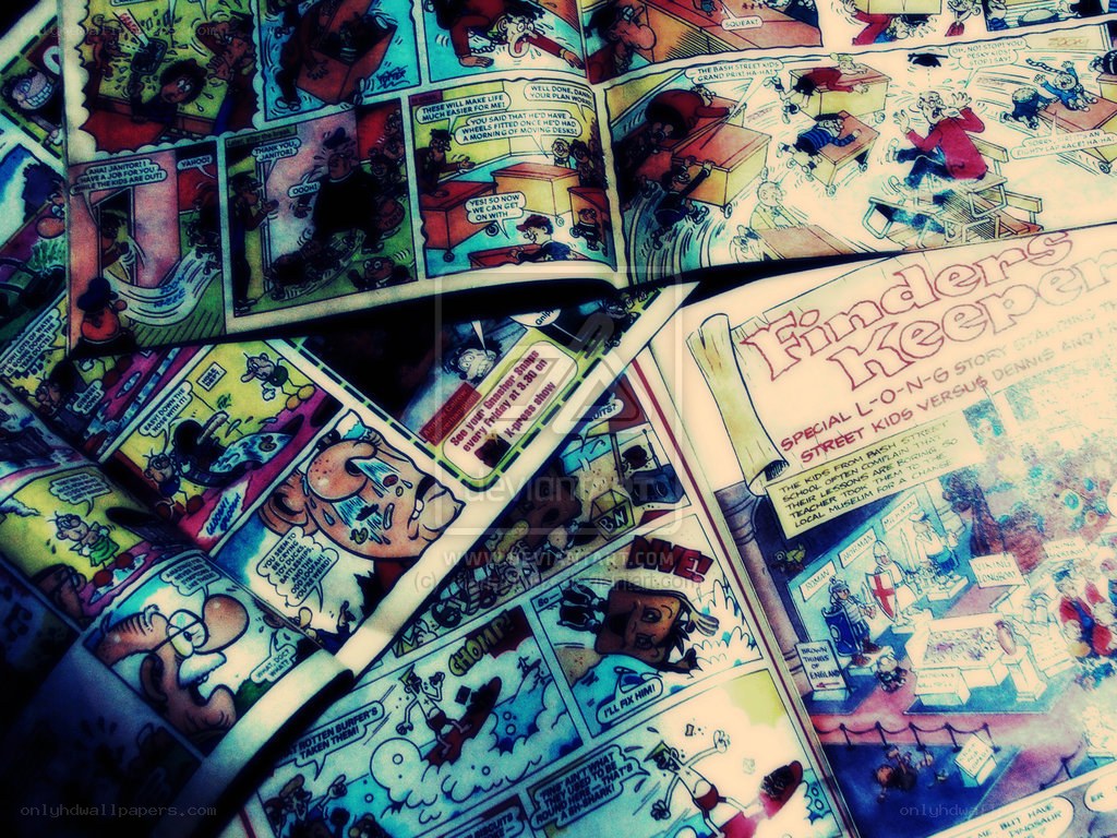 Comics spread on a table