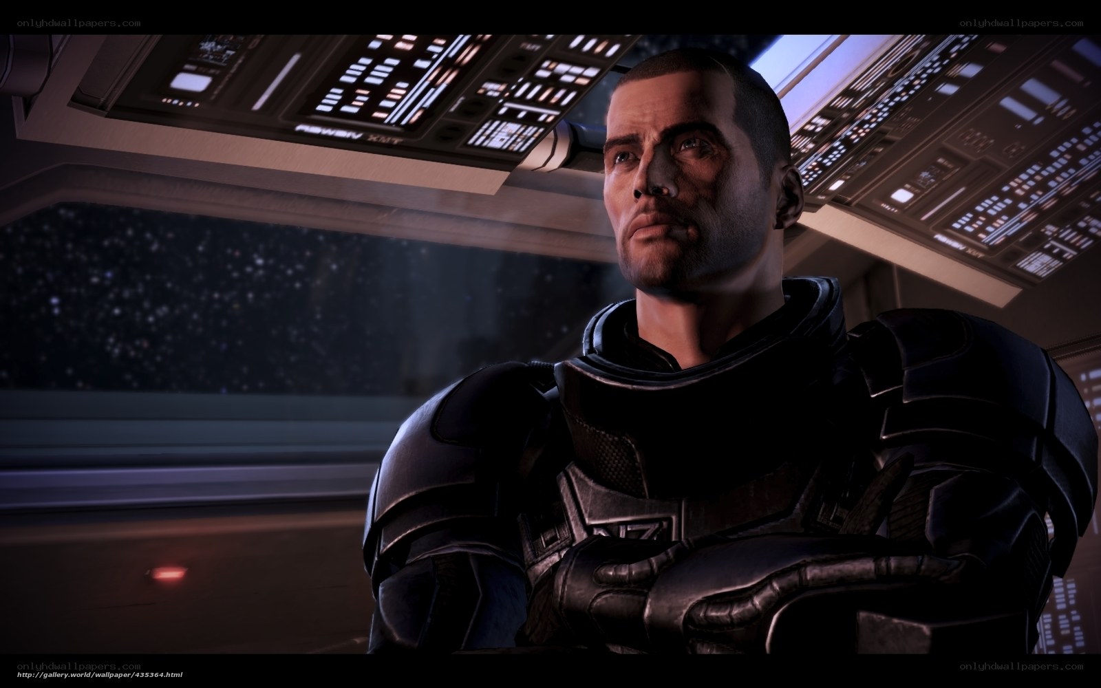 Commander Shepard in cockpit