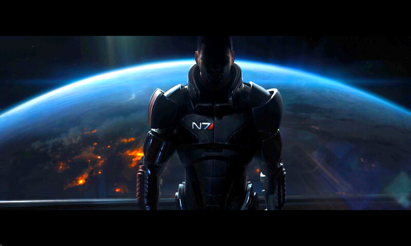 Commander Shepard on a spaceship