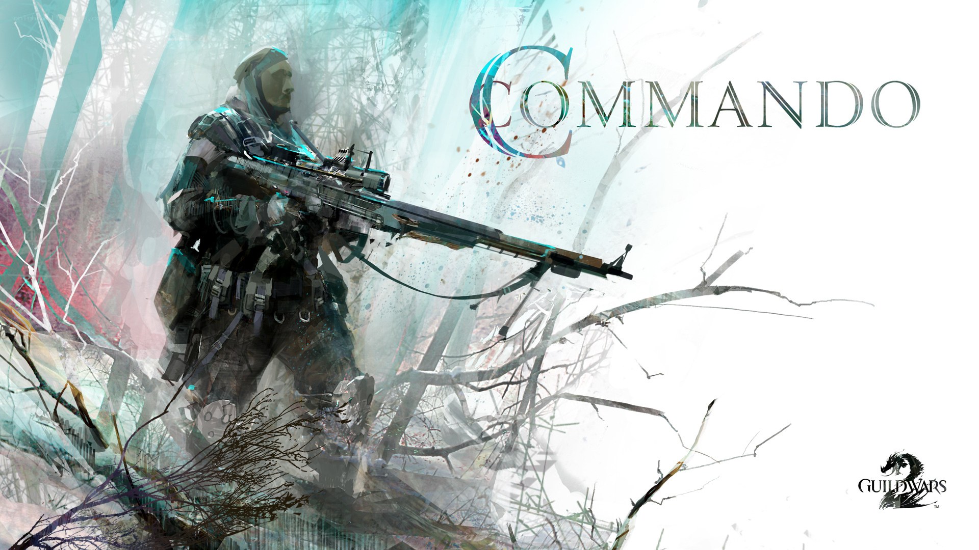 Commando in snowy forest