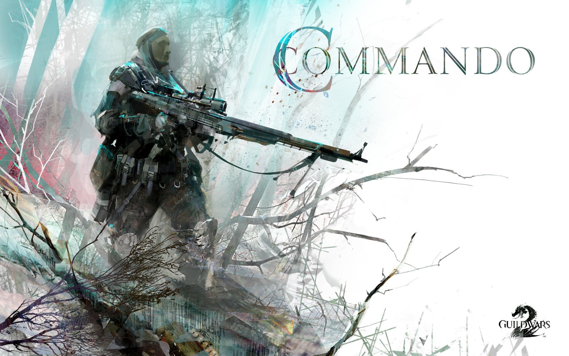 Commando in snowy forest