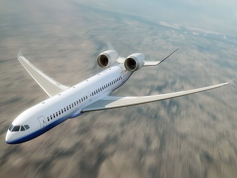 Commercial airplane in flight