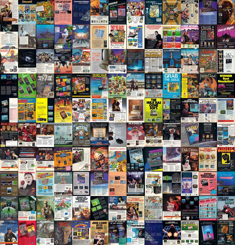 Commodore 64 game ads collage
