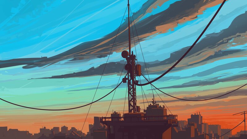 Communication Tower at Sunset