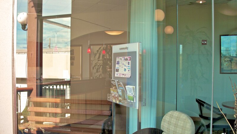 Community bulletin board in lobby