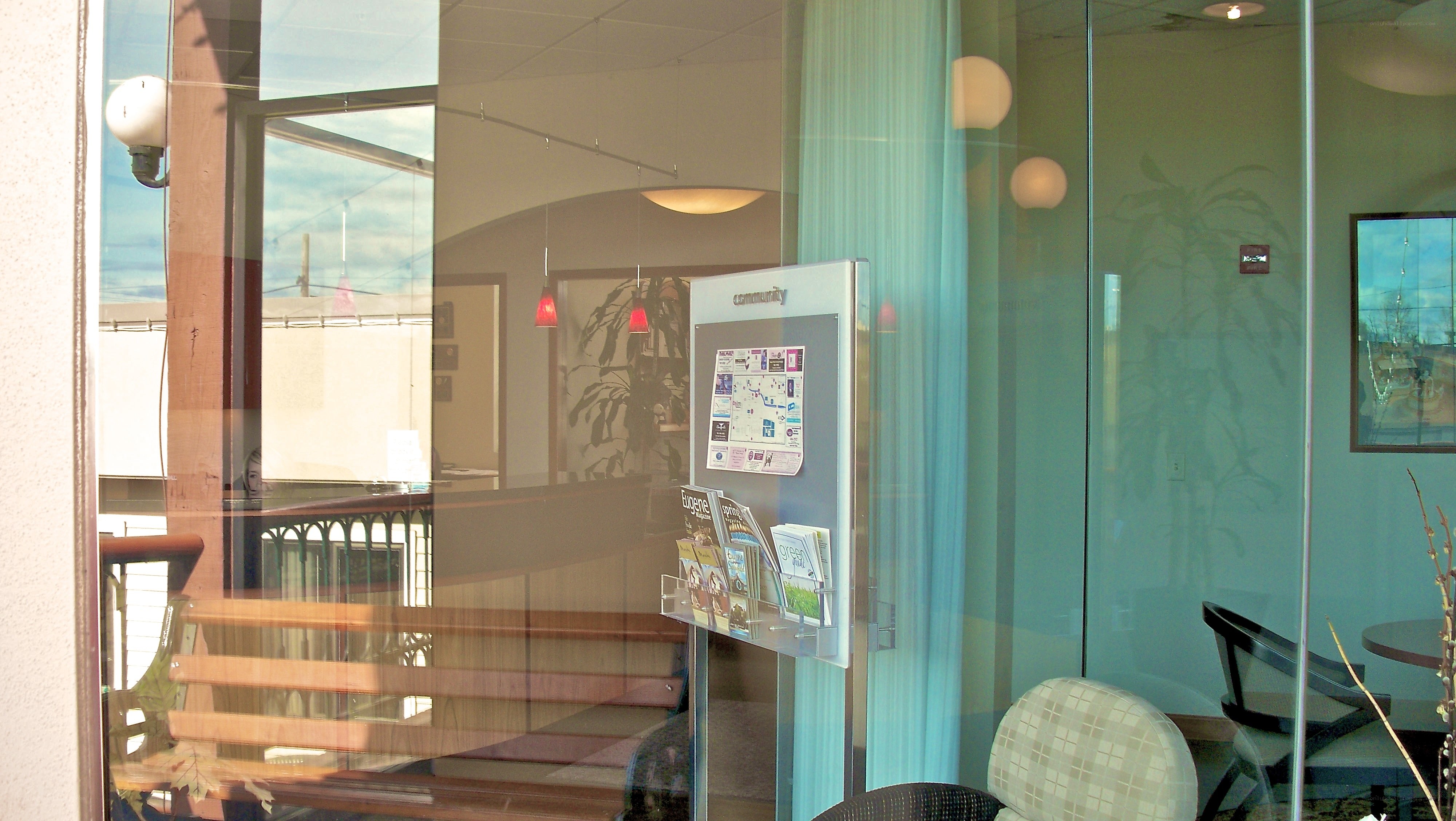 Community bulletin board in lobby