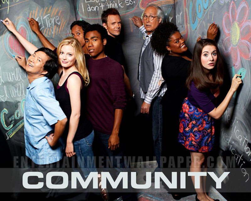 Community cast on chalkboard