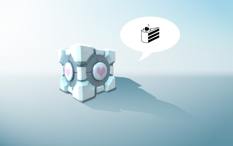 Companion Cube with cake thought
