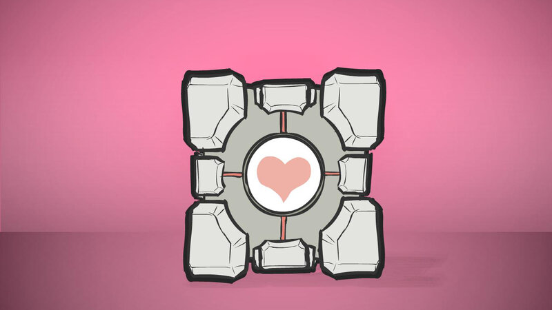 Companion cube with heart