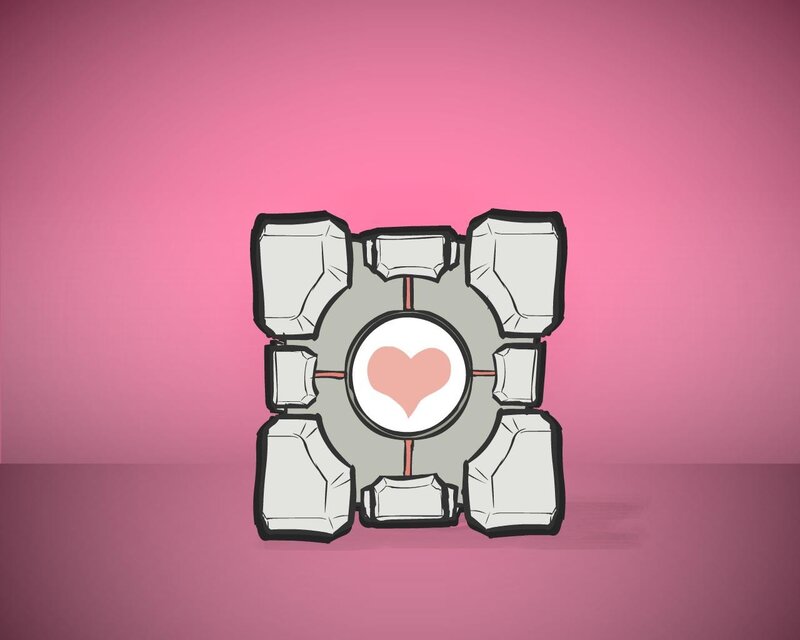 Companion Cube with Heart — Pink