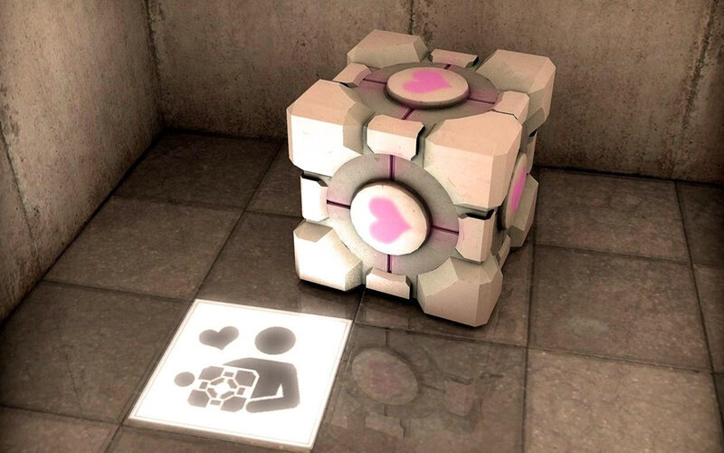 Companion Cube with hearts