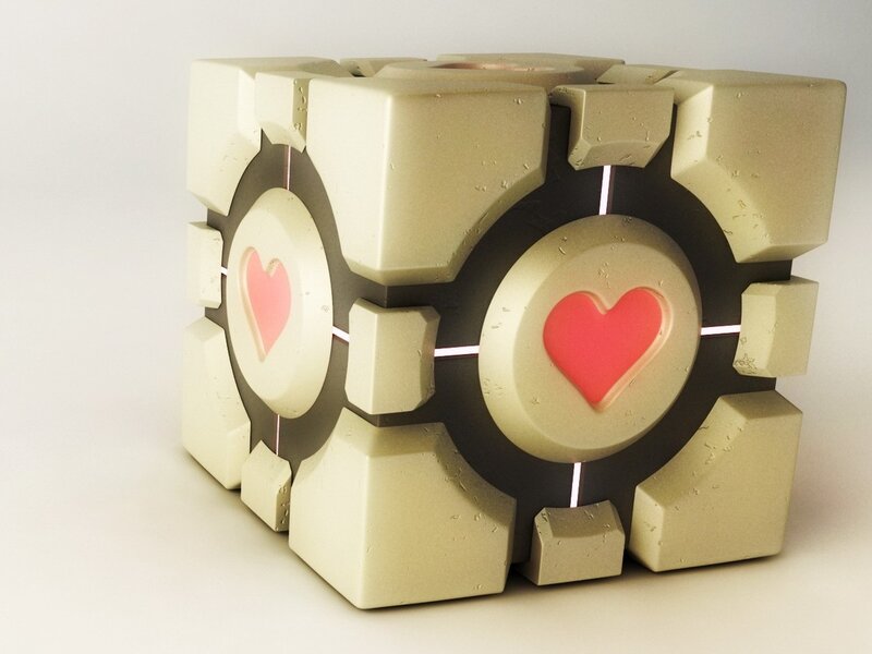 Companion Cube with hearts