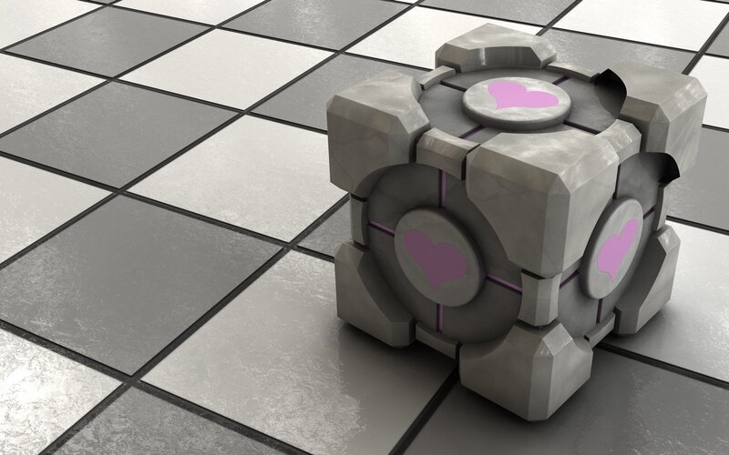 Companion Cube with hearts