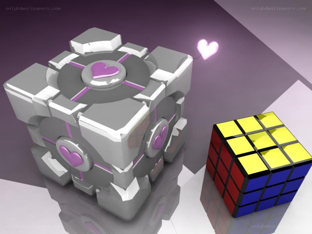 Companion cube with Rubik's cube