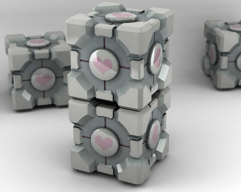 Companion cubes with hearts