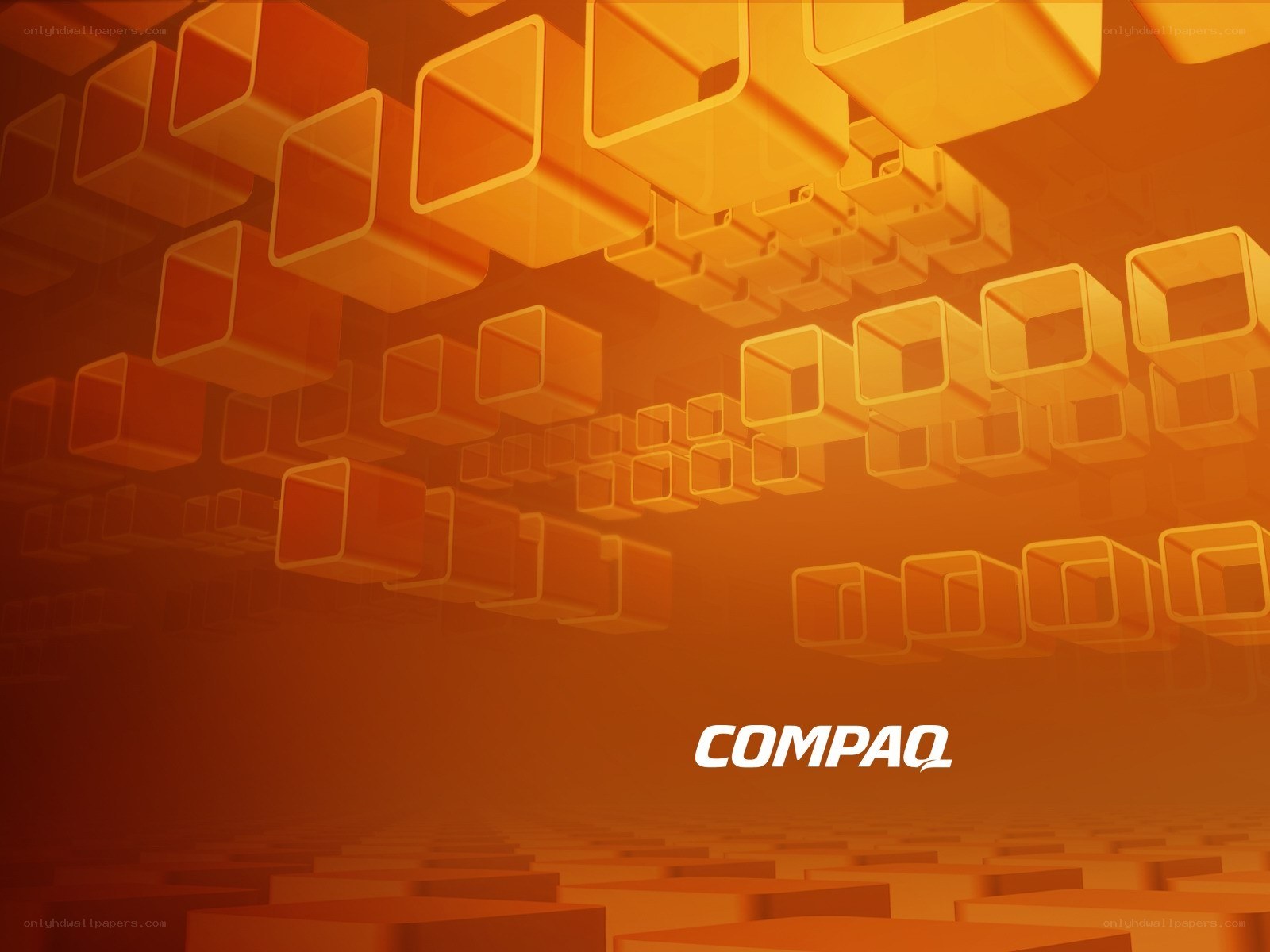 Compaq logo on orange cubes