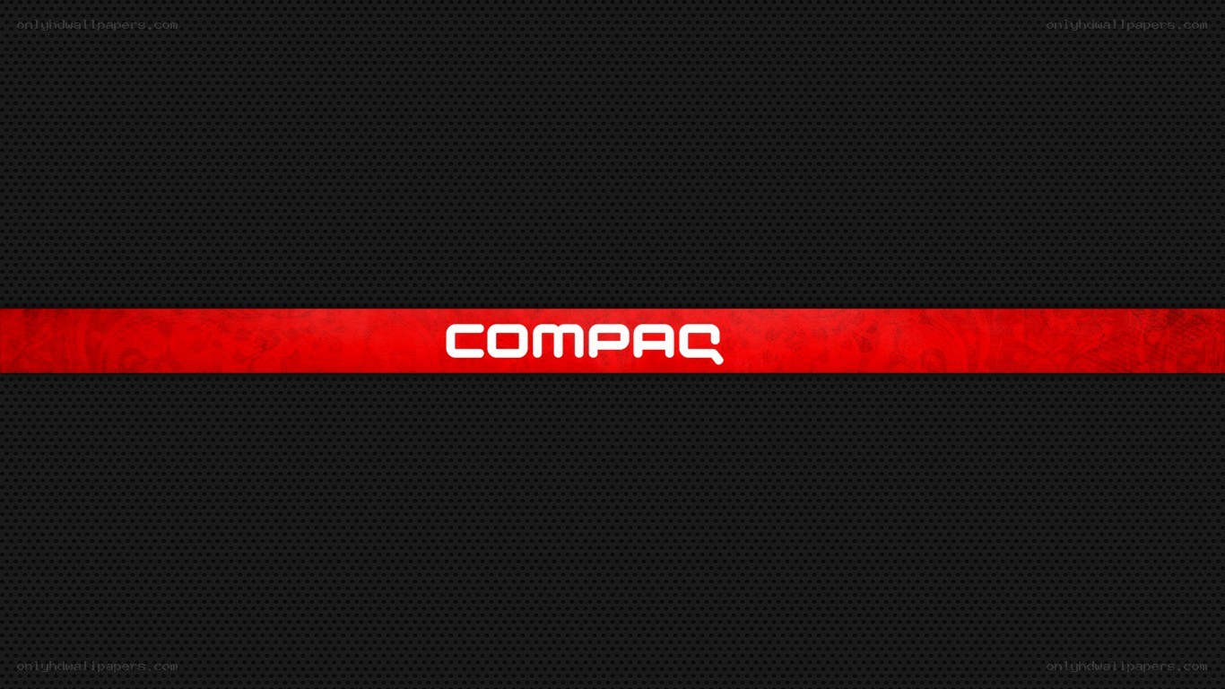 Compaq logo on red stripe