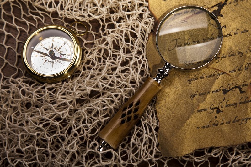 Compass and Magnifying Glass — Brown