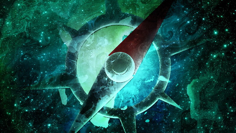 Compass in a starry nebula