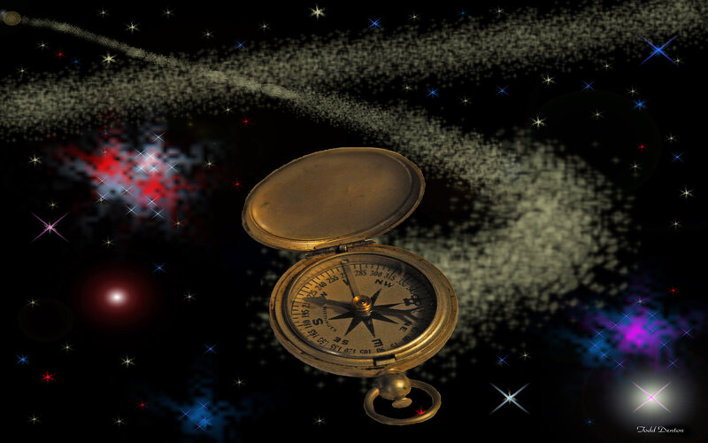 Compass in a starry sky