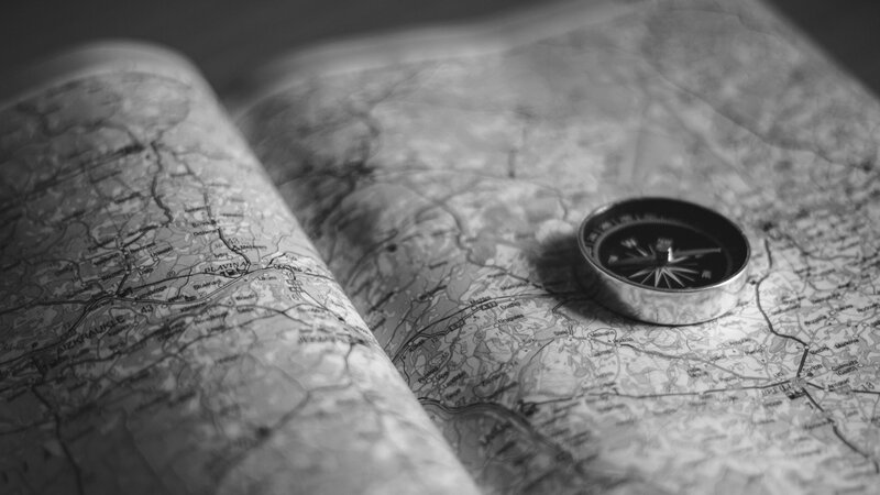 Compass on Map — Black