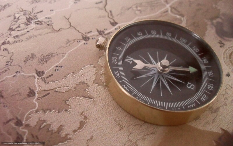 Compass on Map — Brown, Neutral