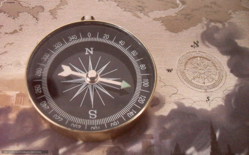 Compass on Map — Brown