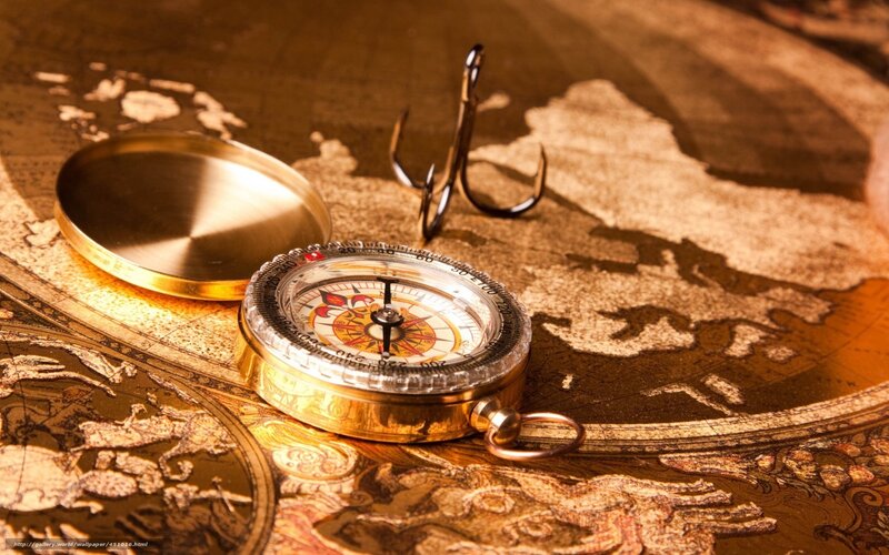 Compass on Map — Gold, Dramatic