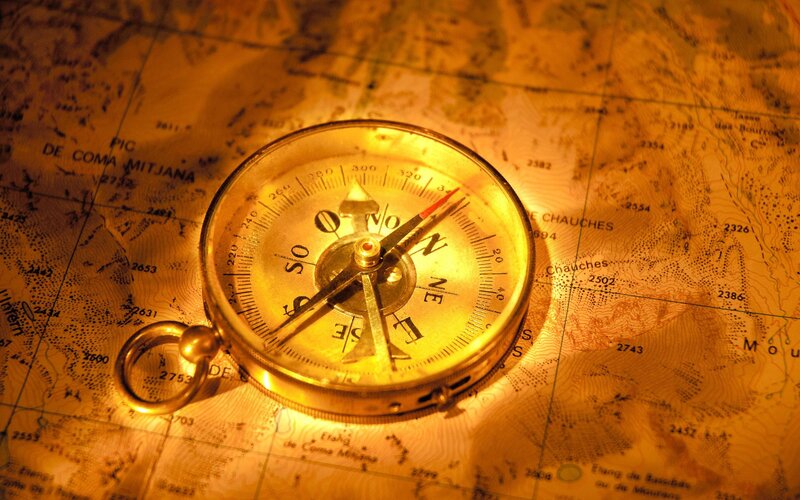 Compass on Map — Gold