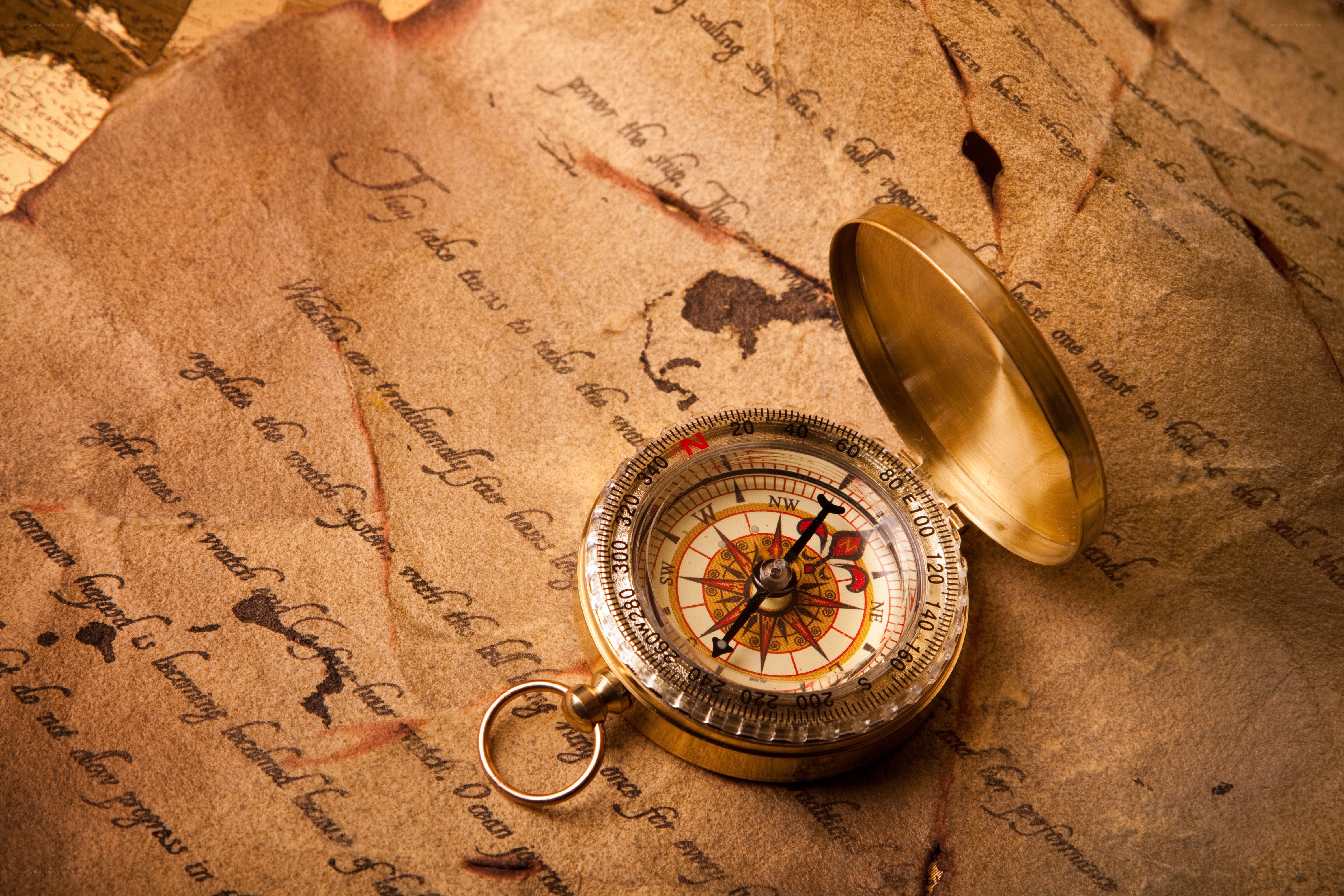Compass on old map