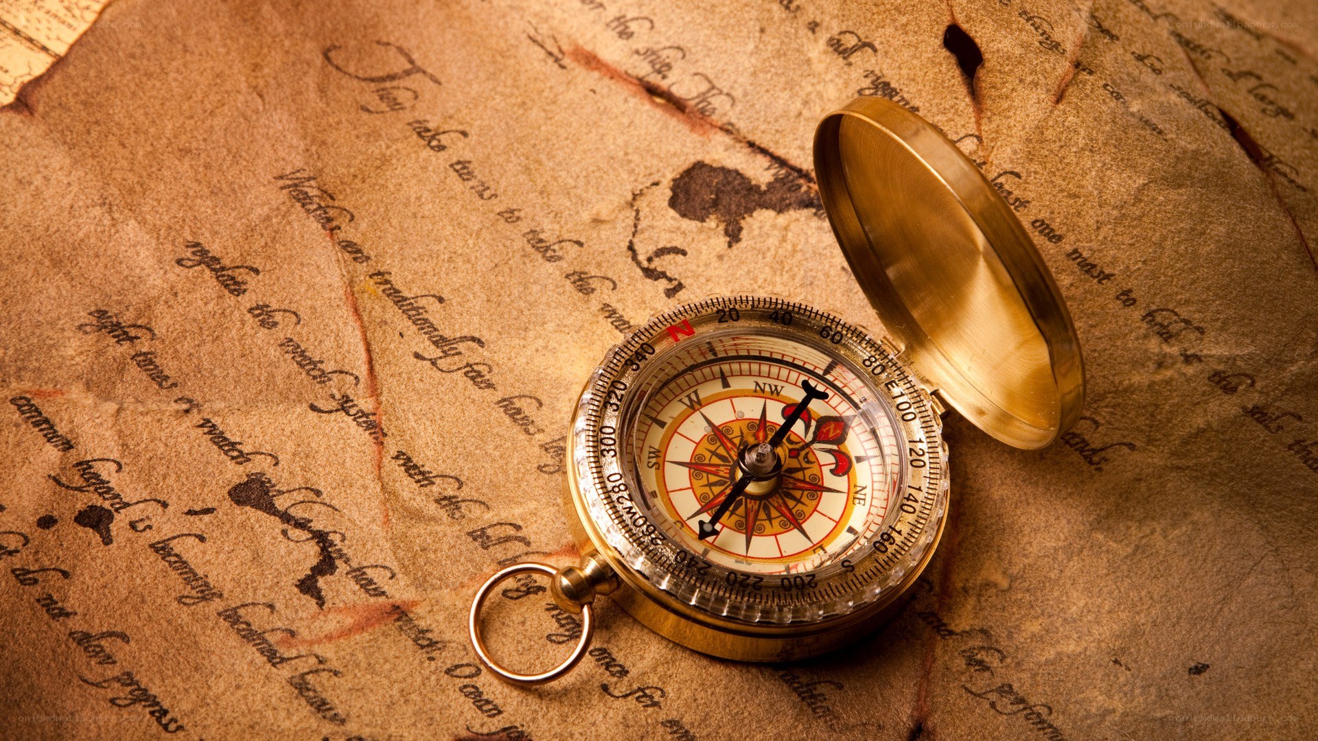Compass on old map