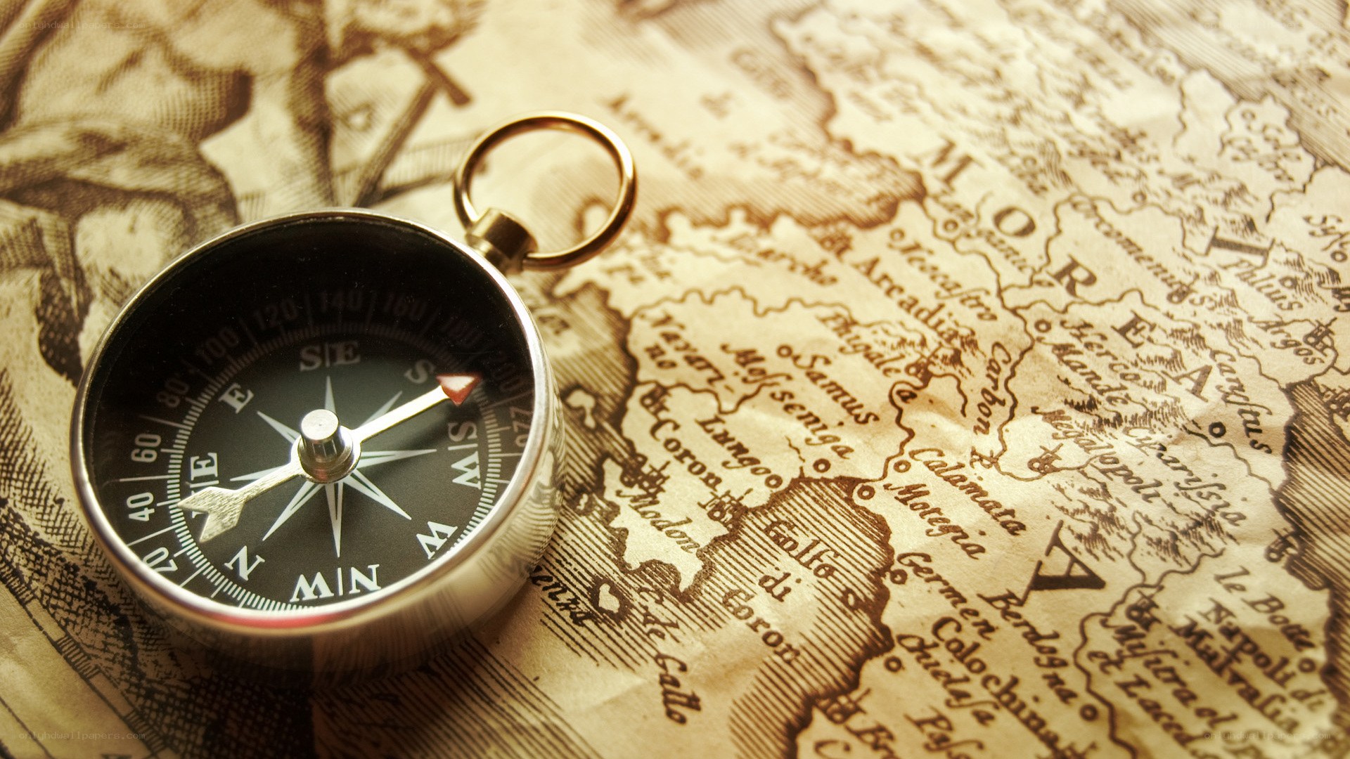 compass on old map