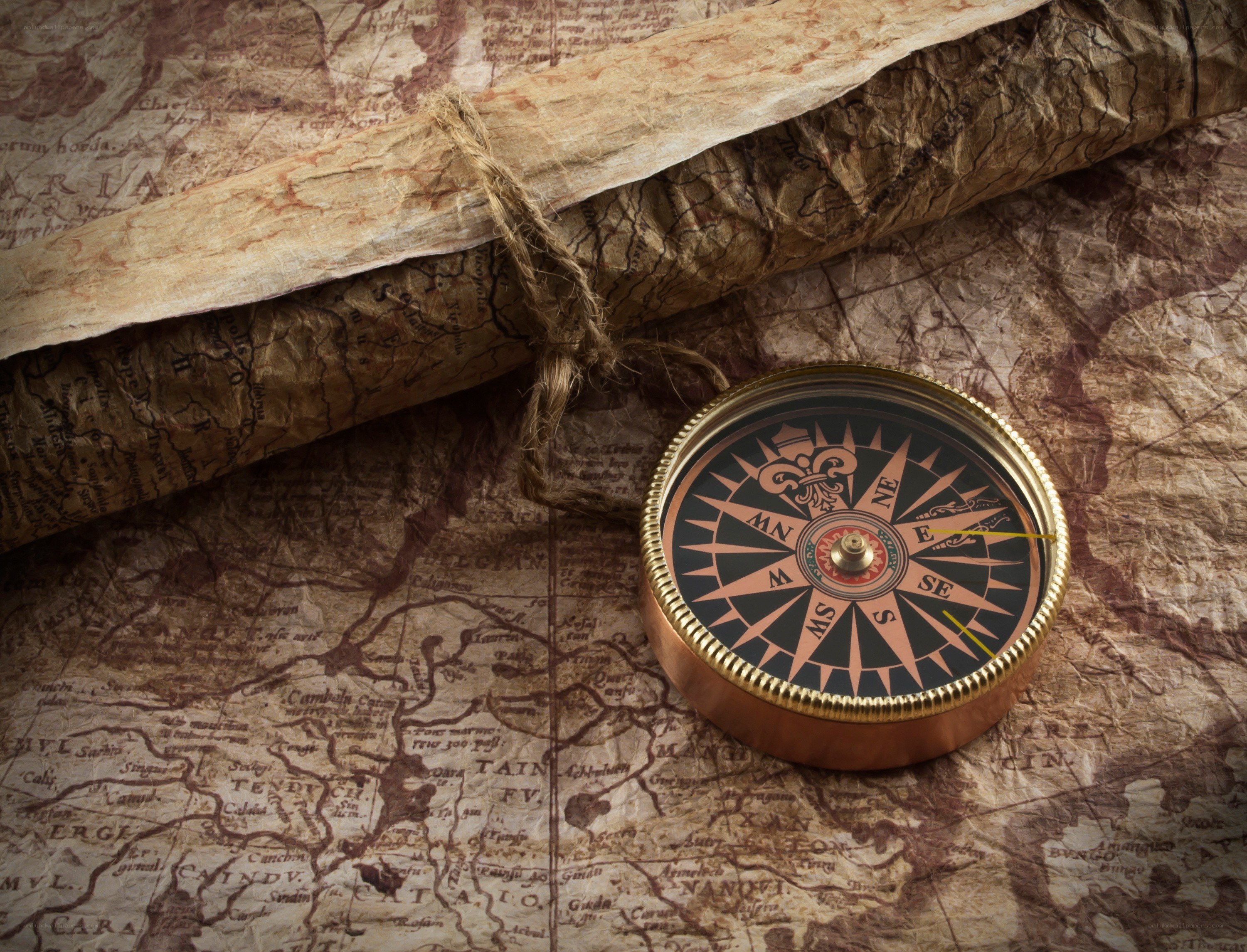 compass on old map