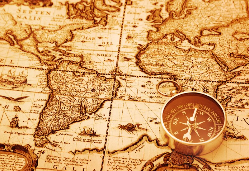 compass on old map