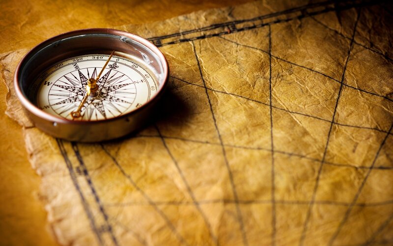 Compass on Old Map — Adventurous