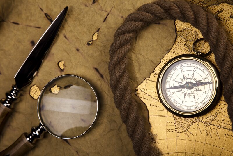Compass on Old Map — Brown, Adventurous