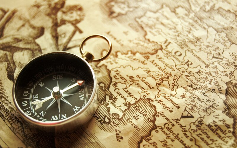 Compass on Old Map — Brown, Historical, Photograph, Text