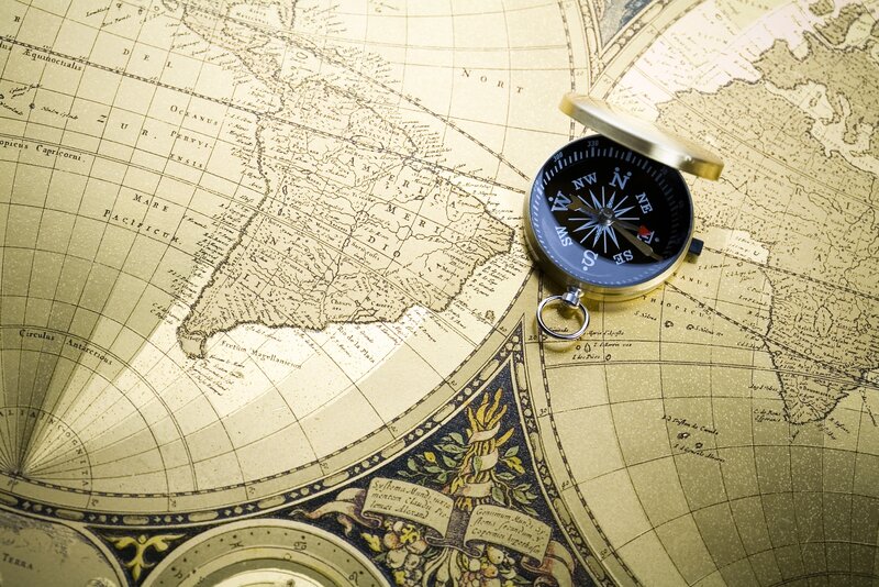 Compass on Old Map — Gold