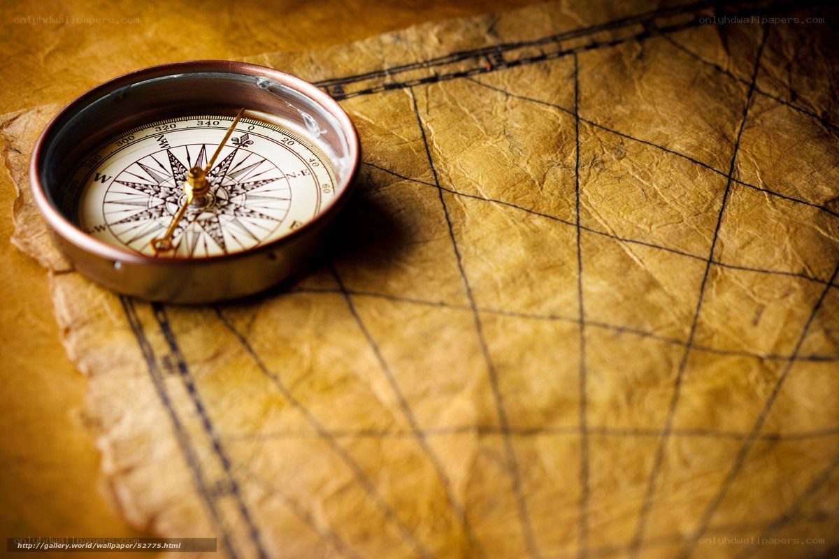 Compass on old map