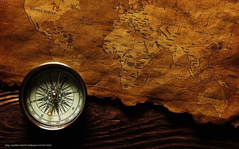 compass on old world map