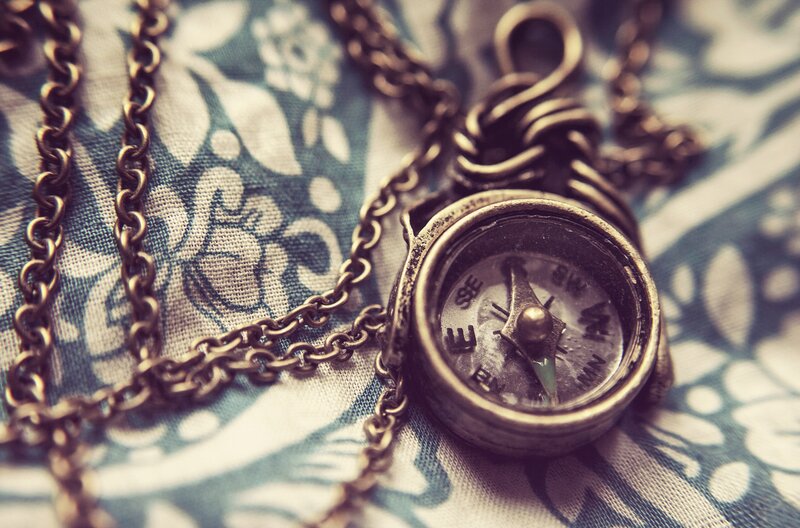 compass on patterned fabric