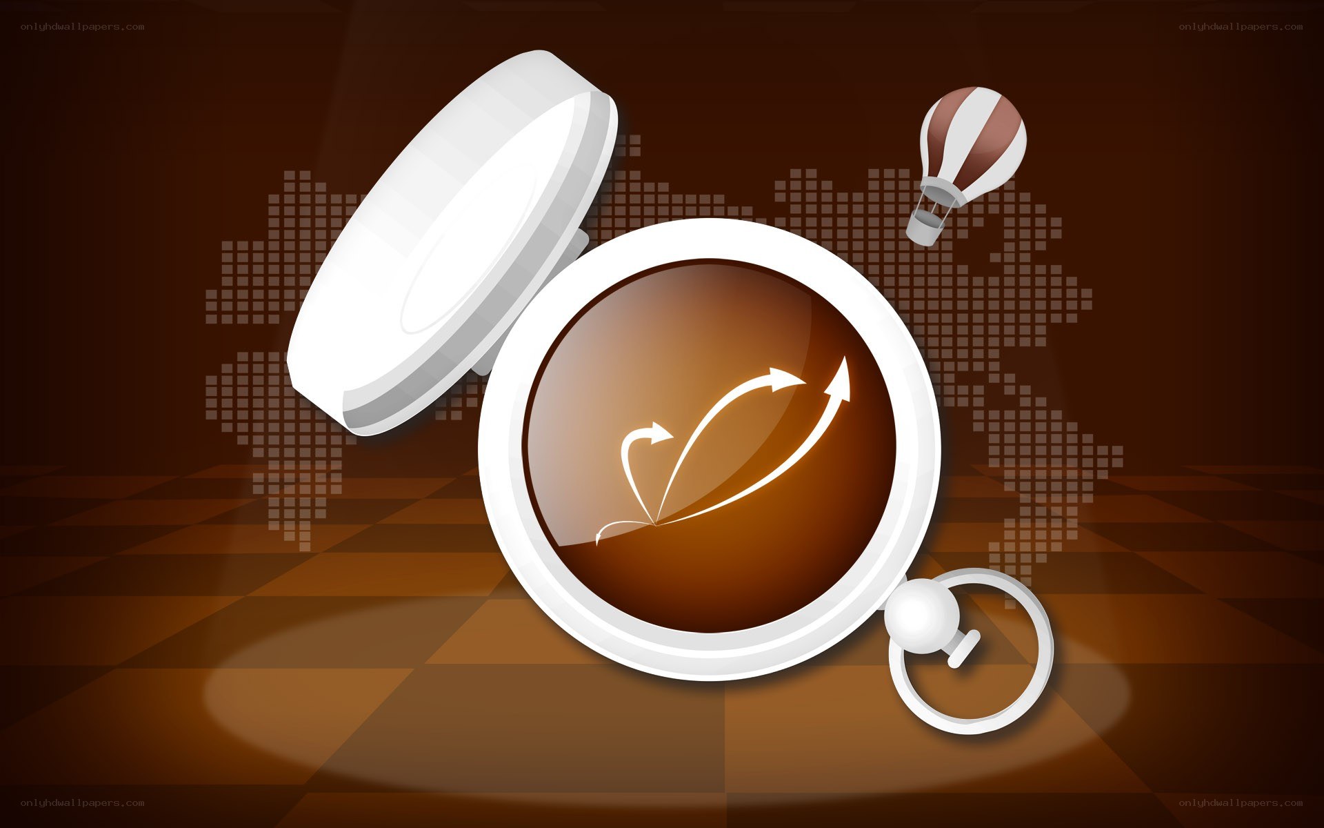 compass with world map background