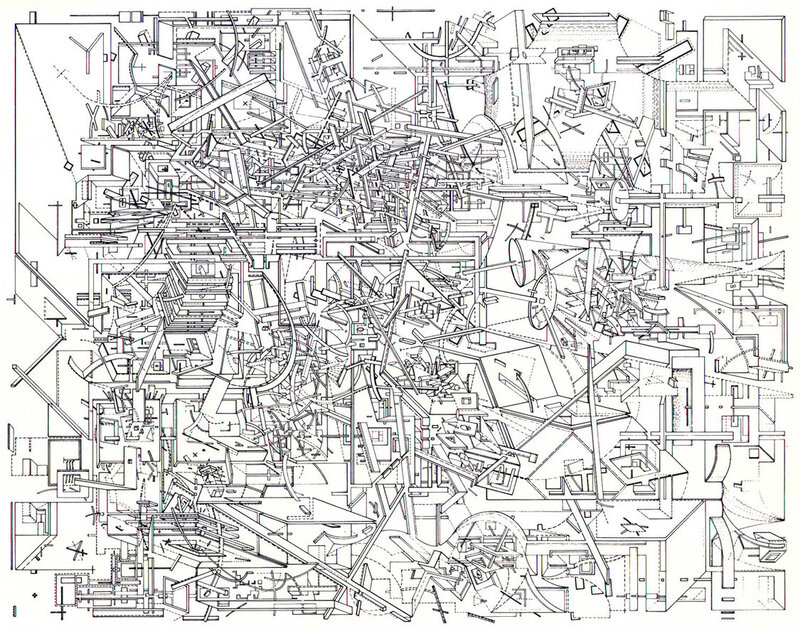 Complex architectural line drawing