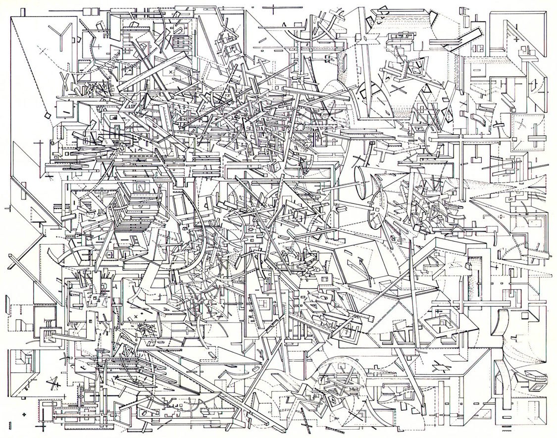 Complex architectural line drawing