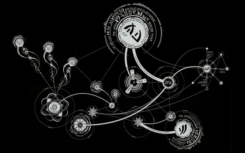 Complex Diagram with Symbols — Black