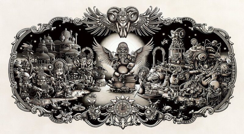 Complex Fantasy Illustration — Black, Dramatic