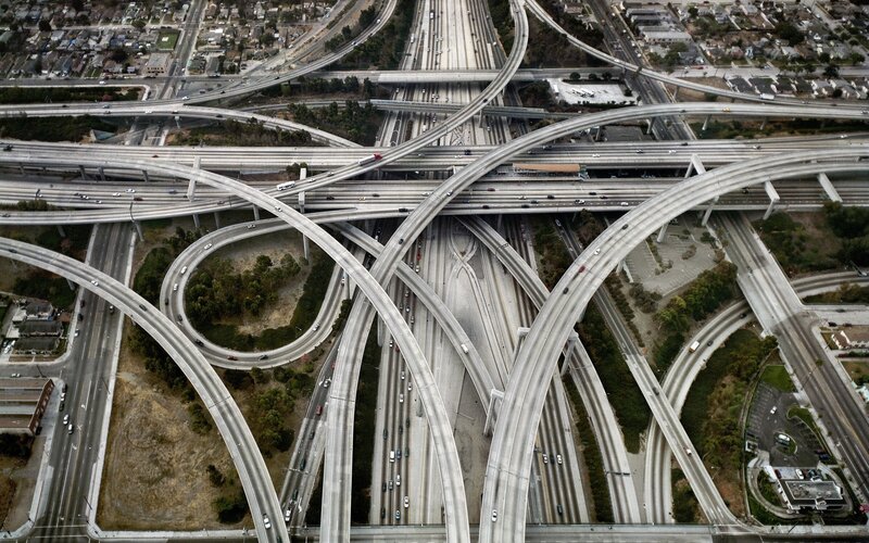 Complex Highway Interchange — Gray, Dramatic, Afternoon