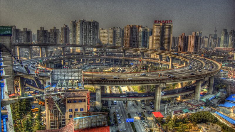 Complex Highway Interchange — Gray, Dramatic