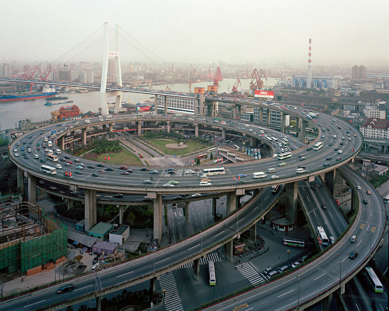 Complex highway interchange in Shanghai